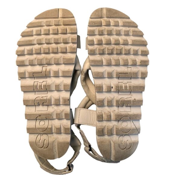 SOREL WOMEN'S ROAMING DECON LEATHER PLATFORM SANDALS SEA SALT WHITE 6.5-NICE! - Picture 9 of 9